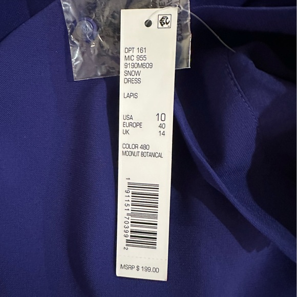 Antonio Melani Lapis Blue Puff Sleeve Square Neck Sheath Dress Size 10 - Picture 10 of 11